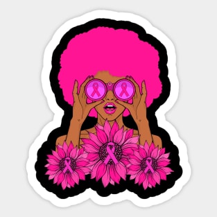 Afro Girl In October We wear Pink Breast Cancer Awareness Sticker